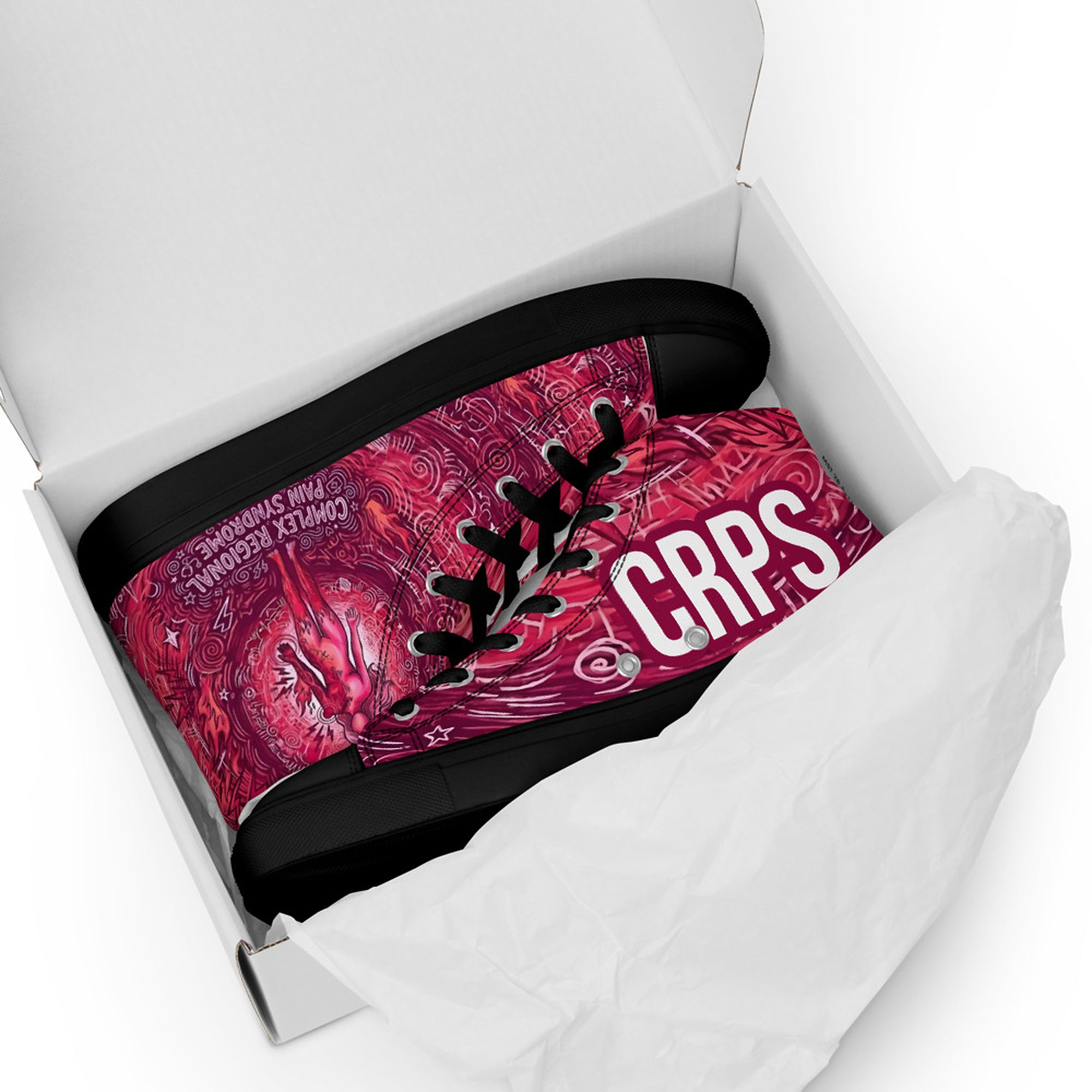 ILLTOCHILL CRPS Awareness Women's High Top Shoes – Flat 5 Front (Crps Awareness Women's High Top Shoes)