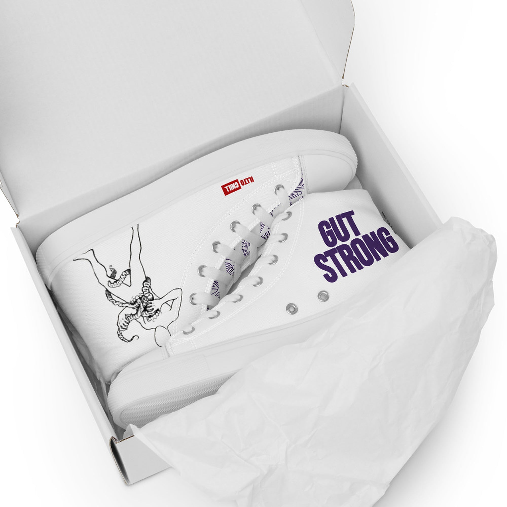 ILLTOCHILL Crohn's disease awareness and support gift Men’s high top canvas shoes – Flat 5 Front