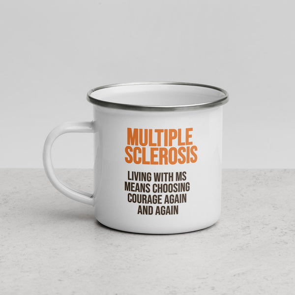 ILLTOCHILL MS awareness Multiple Sclerosis support gift Enamel Mug – Lifestyle 3 Left