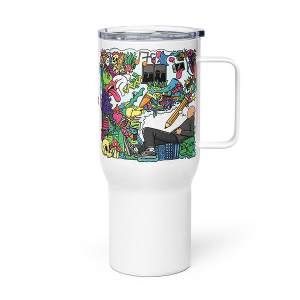 ILLTOCHILL Adhd Attention deficit awareness gift Travel mug with a handle – Flat Left