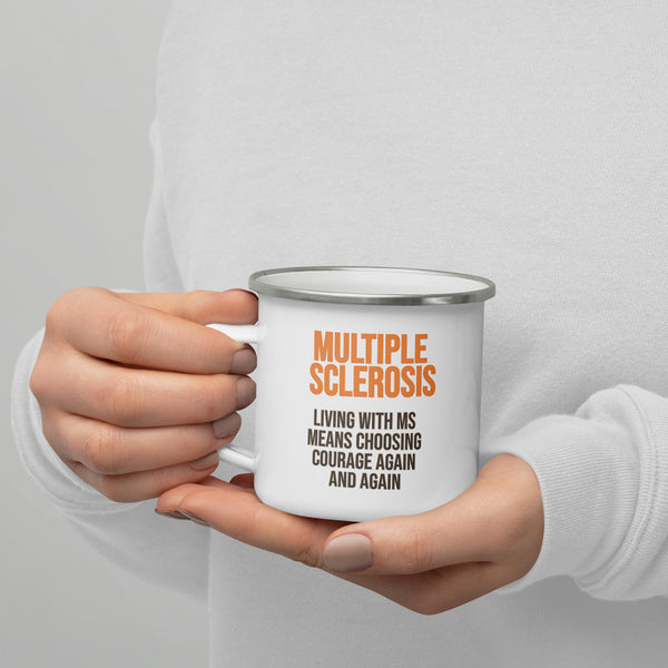 ILLTOCHILL MS awareness Multiple Sclerosis support gift Enamel Mug – Lifestyle 7 Left