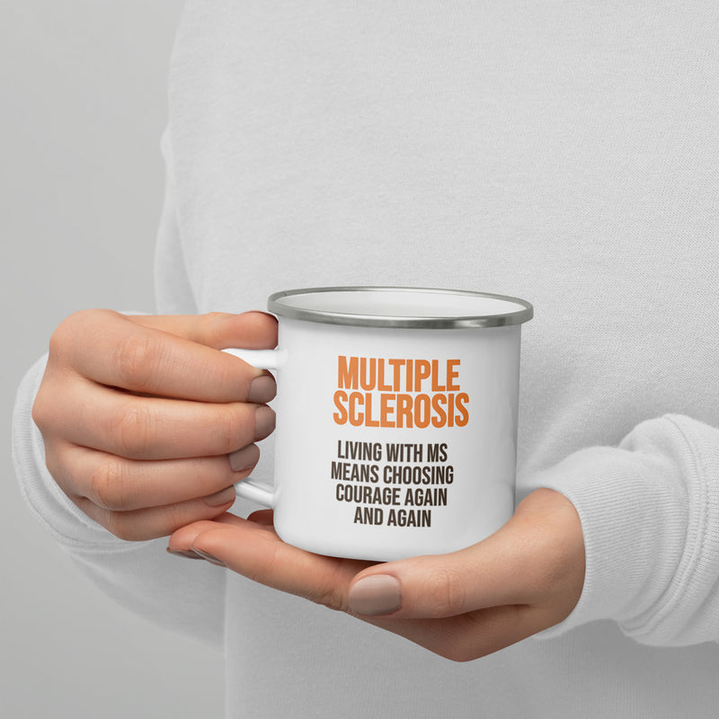 ILLTOCHILL MS awareness Multiple Sclerosis support gift Enamel Mug – Lifestyle 7 Left