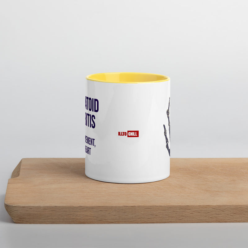 ILLTOCHILL RA awareness Rheumatoid Arthritis support gift Mug with Color Inside – Lifestyle Front