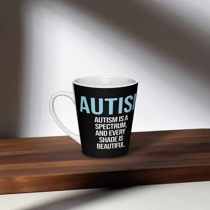 ILLTOCHILL Autism awareness neurodiversity gift Latte mug – Lifestyle 2 Left