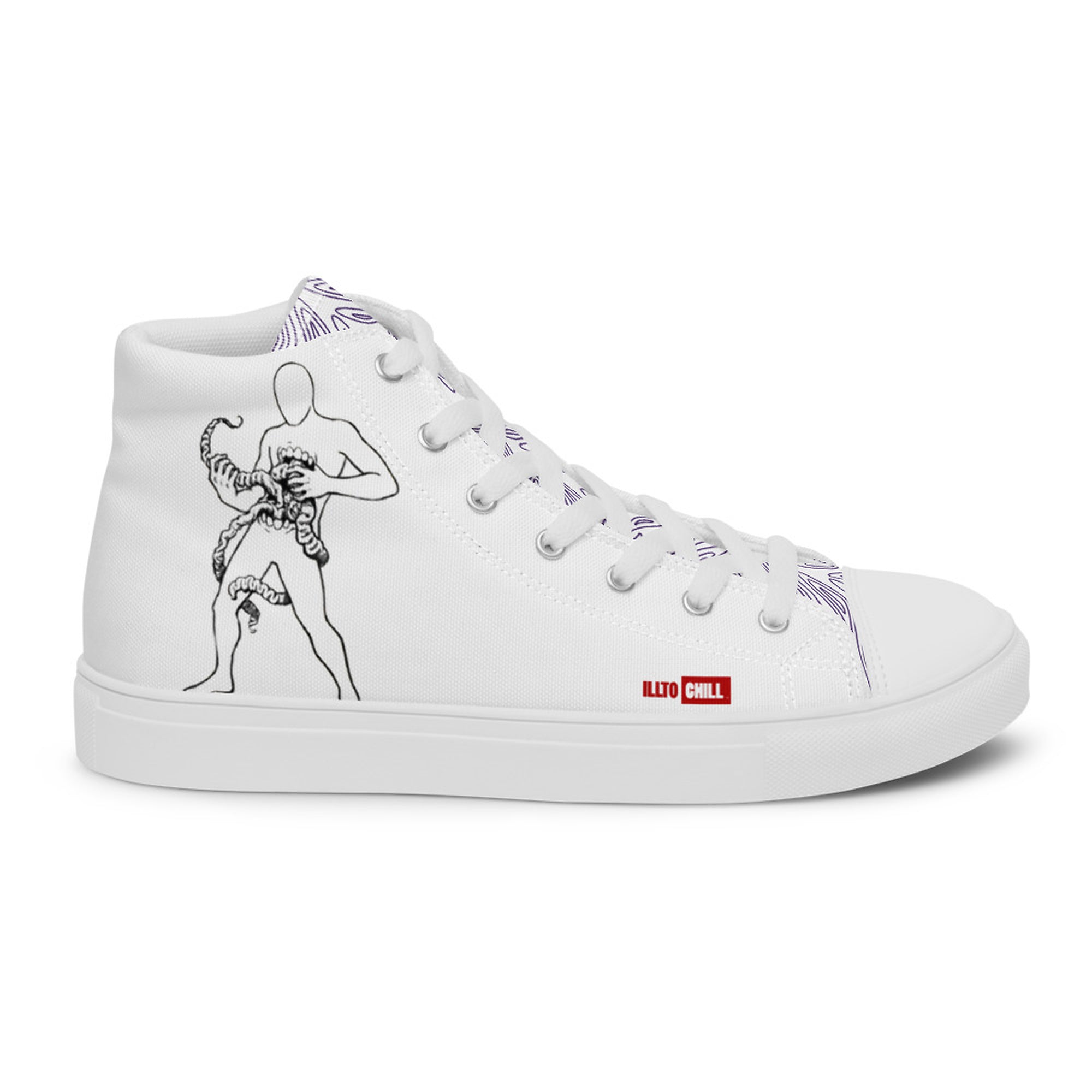 ILLTOCHILL Crohn's disease awareness and support gift Men’s high top canvas shoes – Flat 2 Right Outside