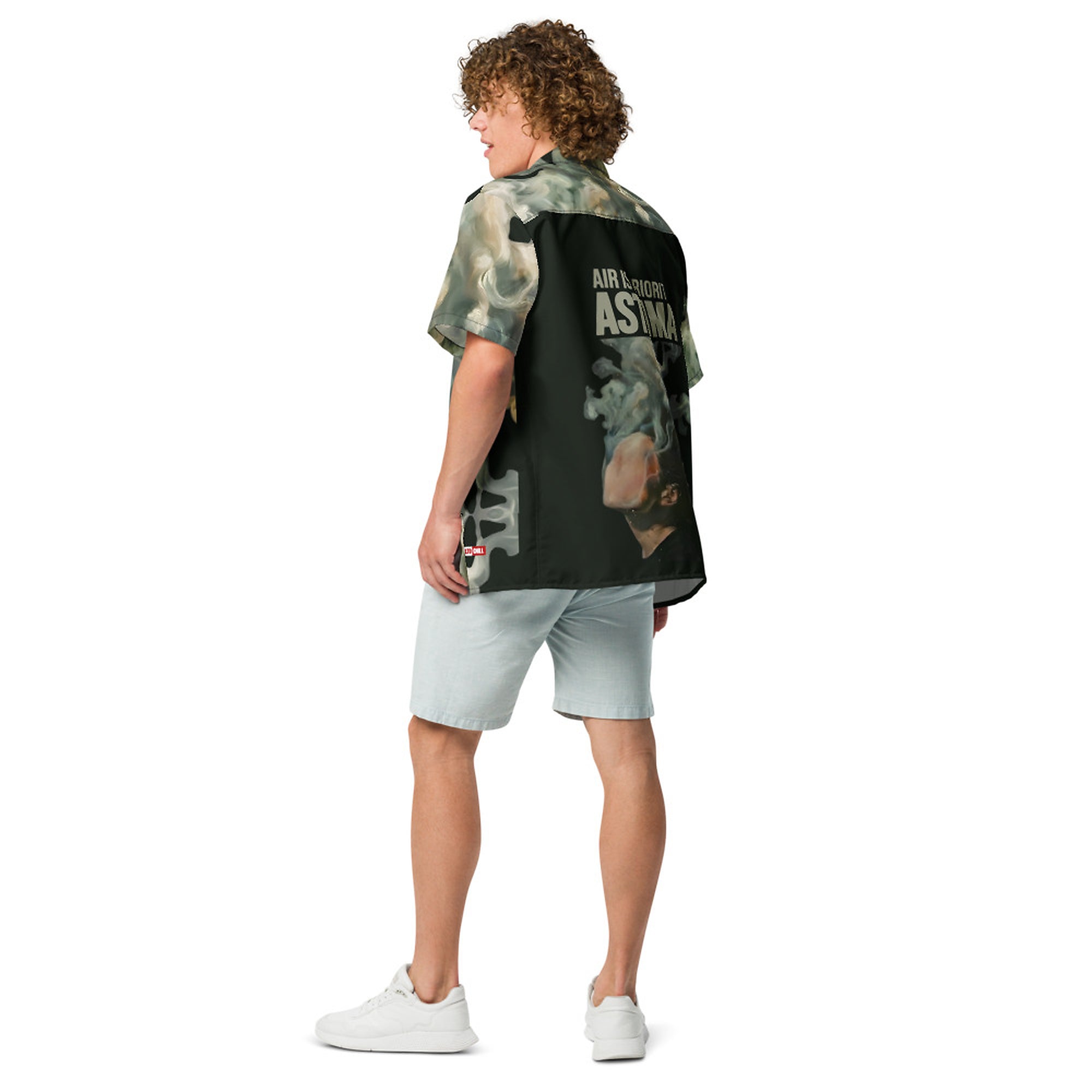 ILLTOCHILL Asthma awareness support Unisex button shirt – Men's Back (Black)