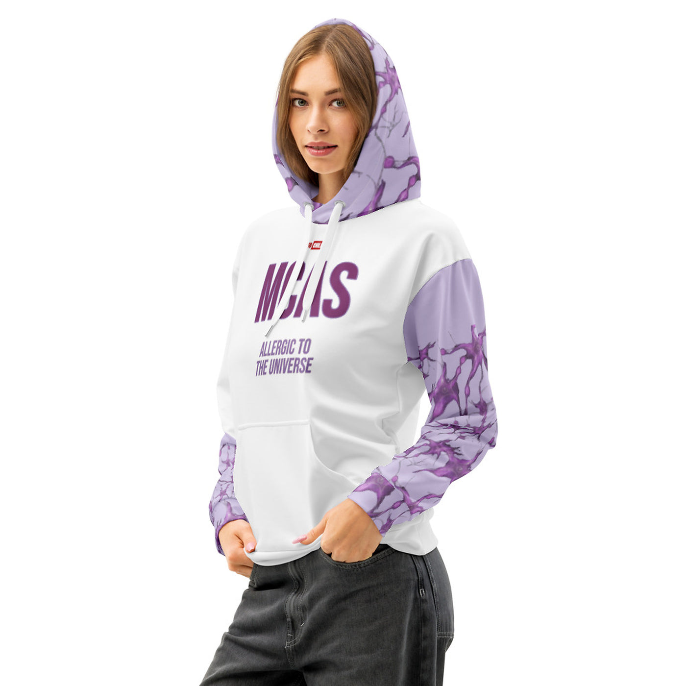 ILLTOCHILL MCAS awareness Mast cell activation syndrome gift unisex cotton hoodie – Women's Front (White)