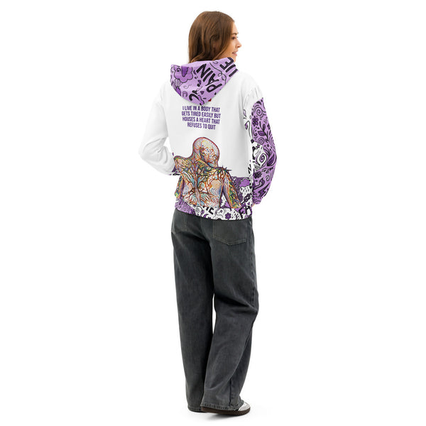 ILLTOCHILL Fibromyalgia awareness fibro gift cotton hoodie – Women's Back (Black)