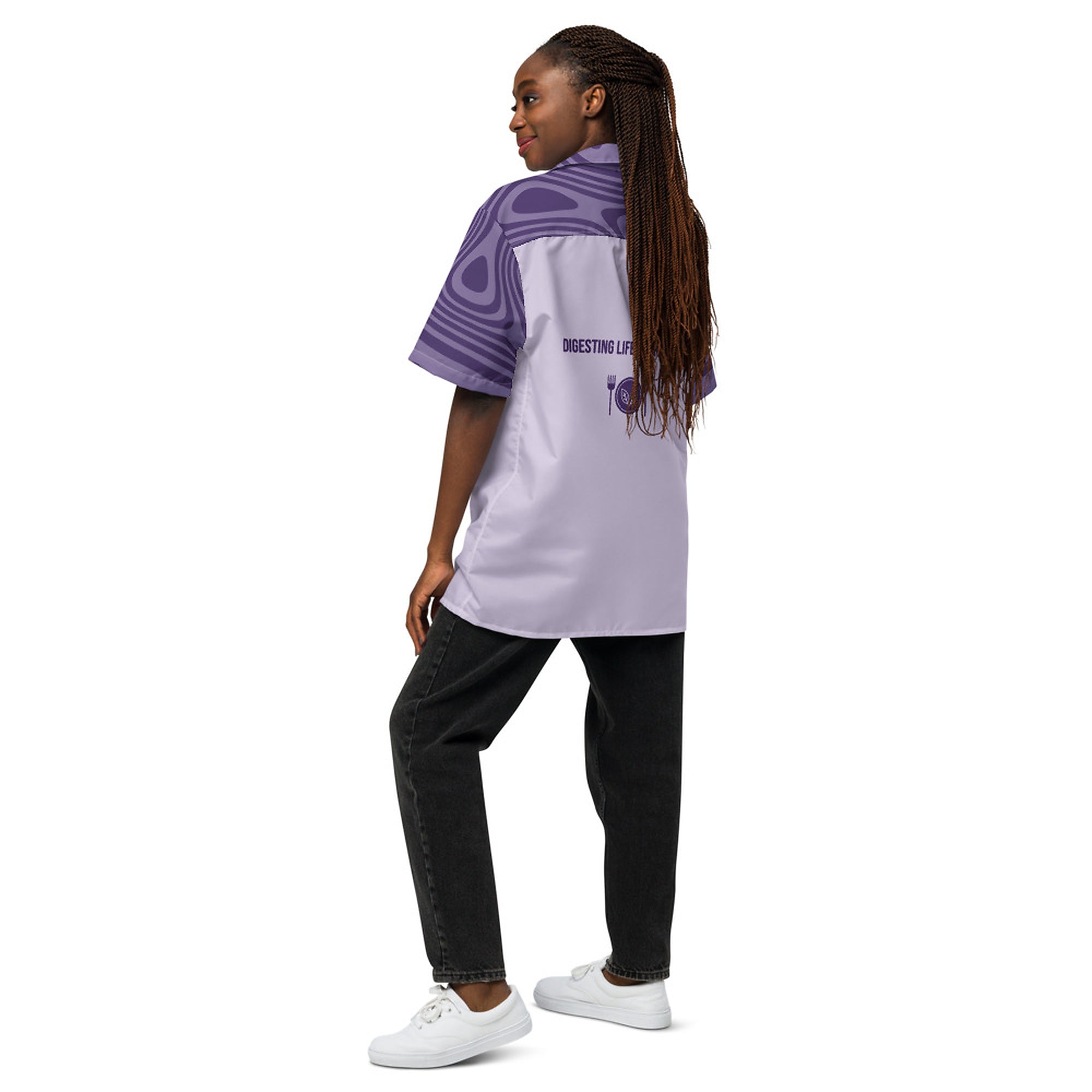 ILLTOCHILL Crohn's disease awareness and support Unisex button shirt – Women's Back (White)