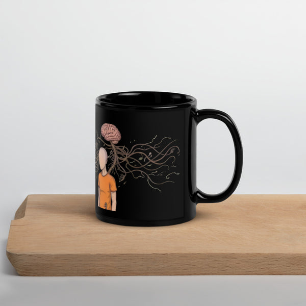 ILLTOCHILL MS awareness Multiple Sclerosis support gift Black Glossy Mug – Lifestyle 3 Handle on Right