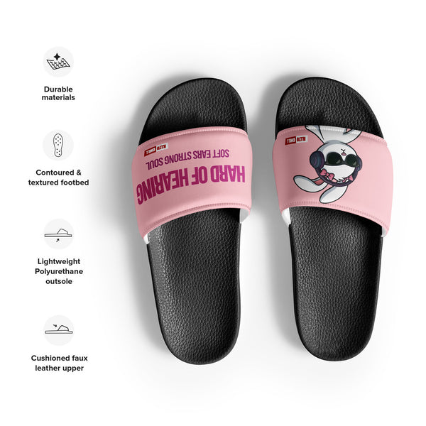 ILLTOCHILL Hard of Hearing Awareness Women's Slides – Product specs Front (Hard Of Hearing Awareness Women's Slides)