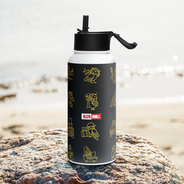 ILLTOCHILL Insomnia Night Owl Stainless steel water bottle with a straw lid – Lifestyle 3 Left