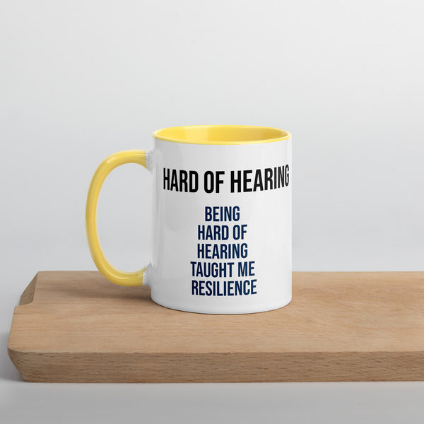 ILLTOCHILL Hard of hearing support gift for hearing impaired Mug with Color Inside – Lifestyle Left