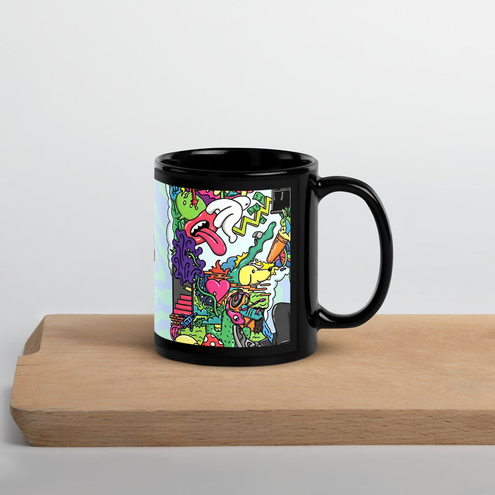 ILLTOCHILL Adhd Attention deficit awareness gift Black Glossy Mug – Lifestyle 3 Handle on Right