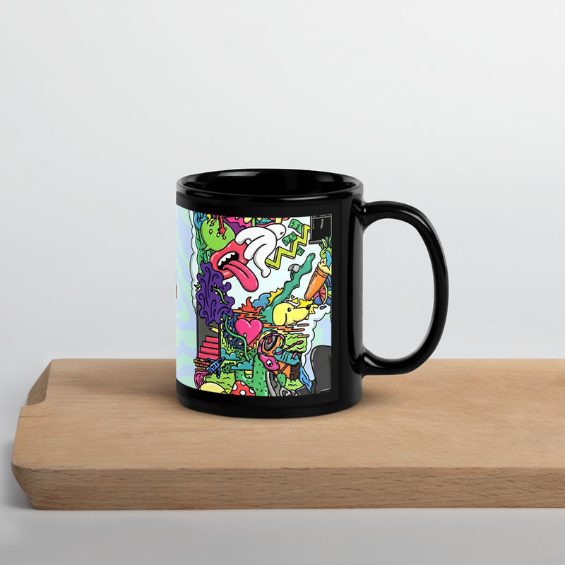 ILLTOCHILL Adhd Attention deficit awareness gift Black Glossy Mug – Lifestyle 3 Handle on Right