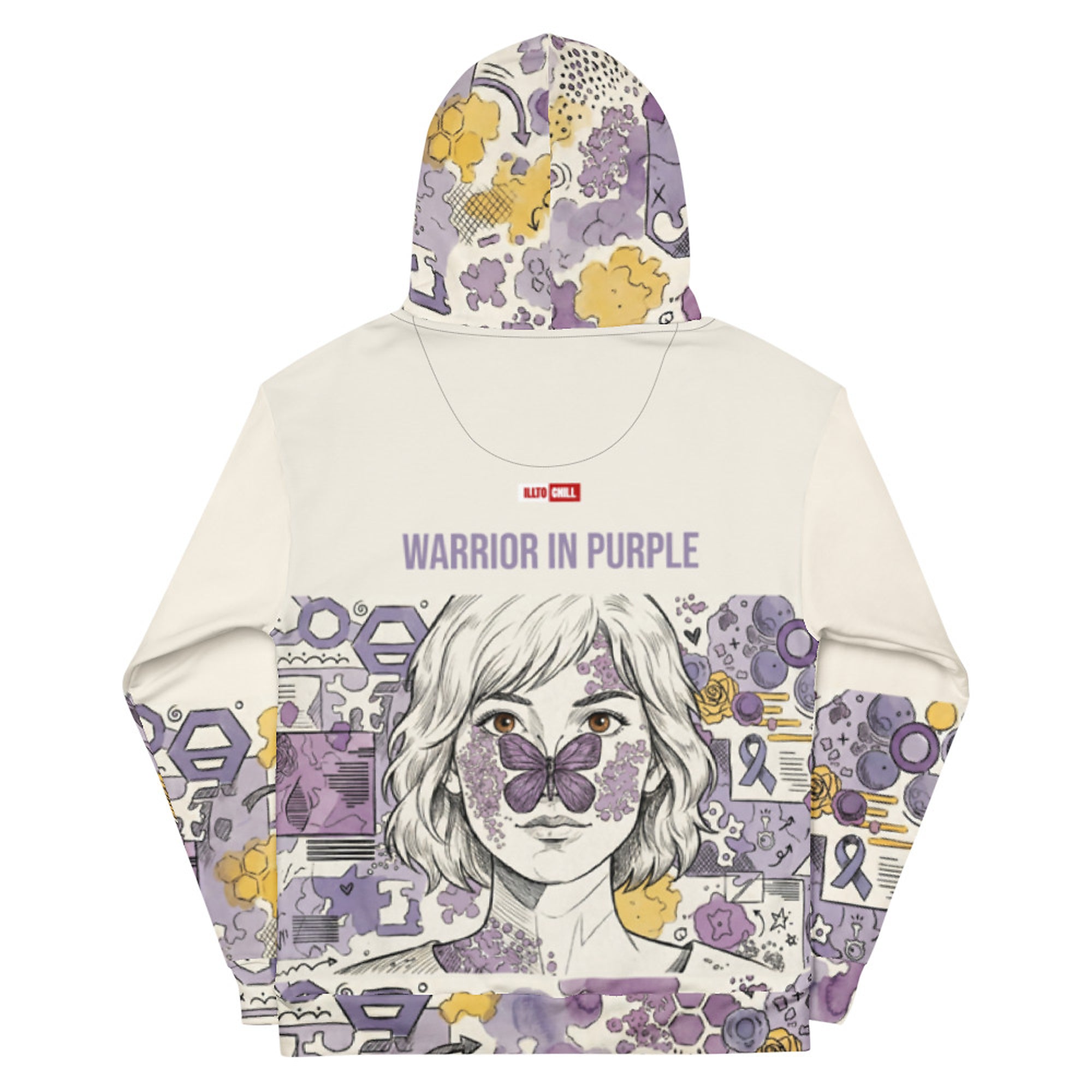 ILLTOCHILL Lupus awareness gift heavyweight Unisex Hoodie – Flat Back (Black)
