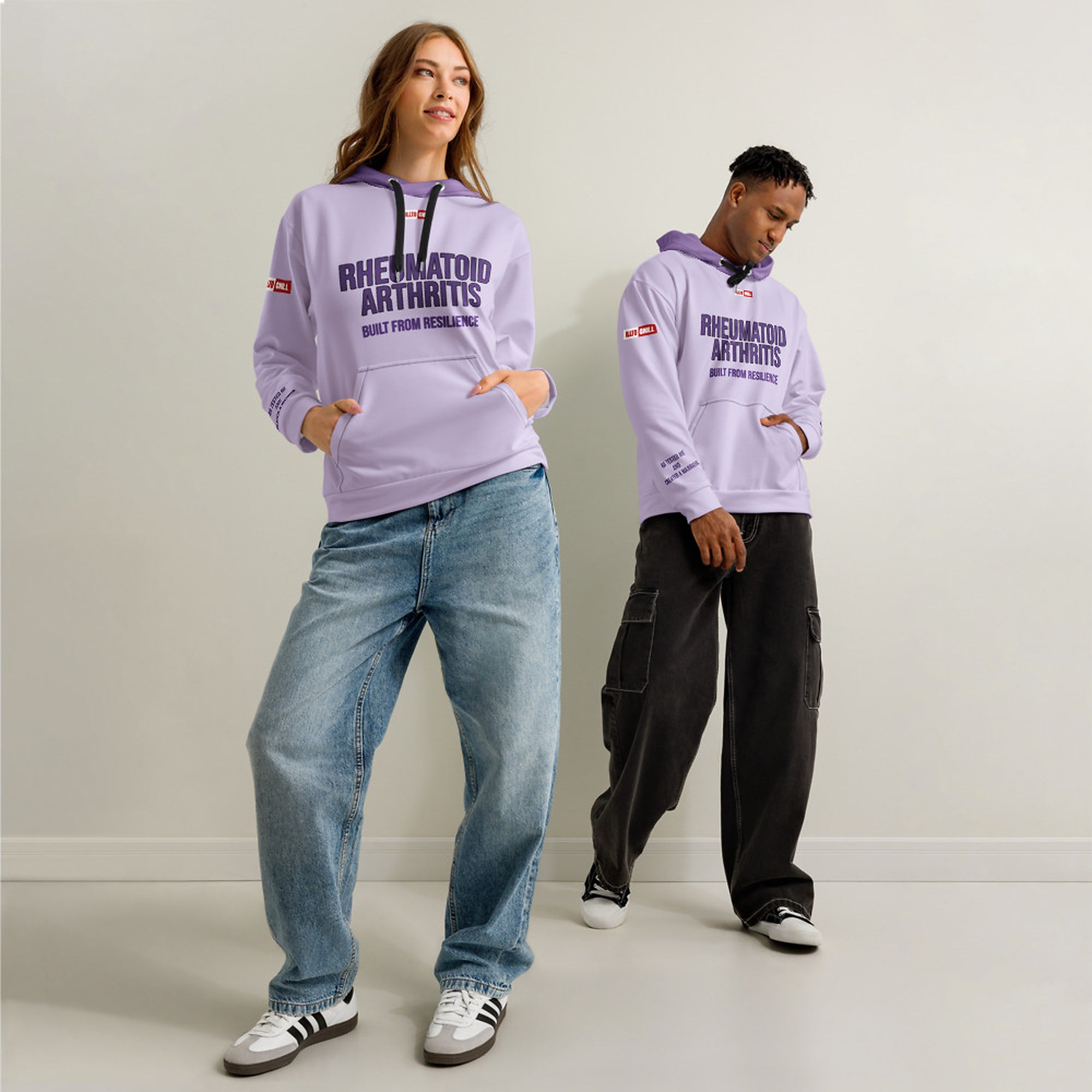 ILLTOCHILL RA awareness Rheumatoid Arthritis support gift Unisex cotton hoodie – Duet Front (Black)