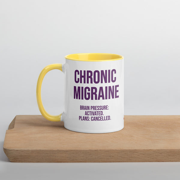 ILLTOCHILL Chronic Migraine awareness gift Mug with Color Inside – Lifestyle Left
