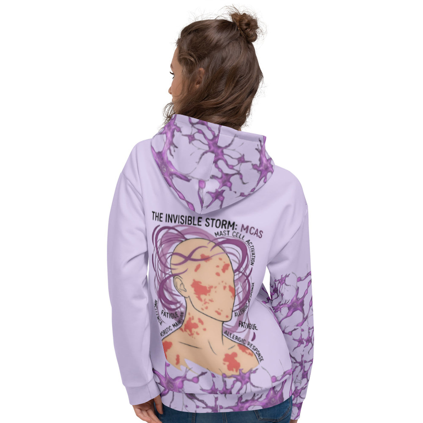 ILLTOCHILL MCAS awareness Mast cell activation syndrome gift heawyweight Unisex Hoodie – Women's Back (White)