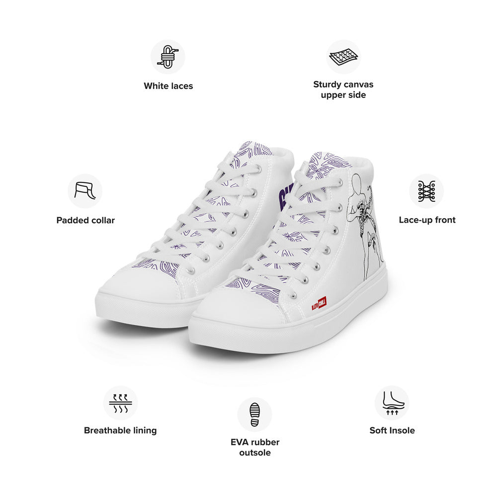 ILLTOCHILL Crohn's disease awareness and support gift Men’s high top canvas shoes – Product specs Left Front