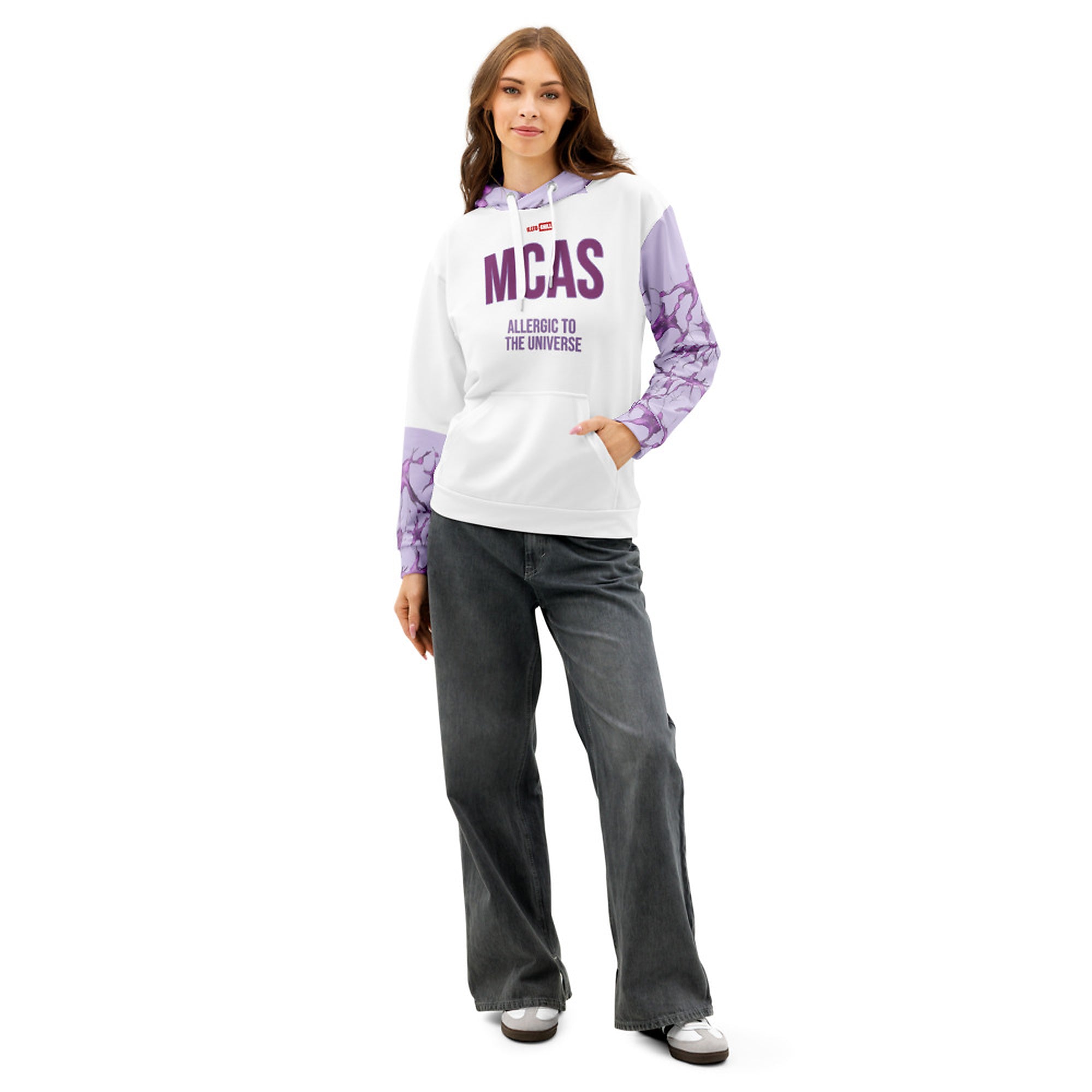ILLTOCHILL MCAS awareness Mast cell activation syndrome gift unisex cotton hoodie – Women's Front (White)