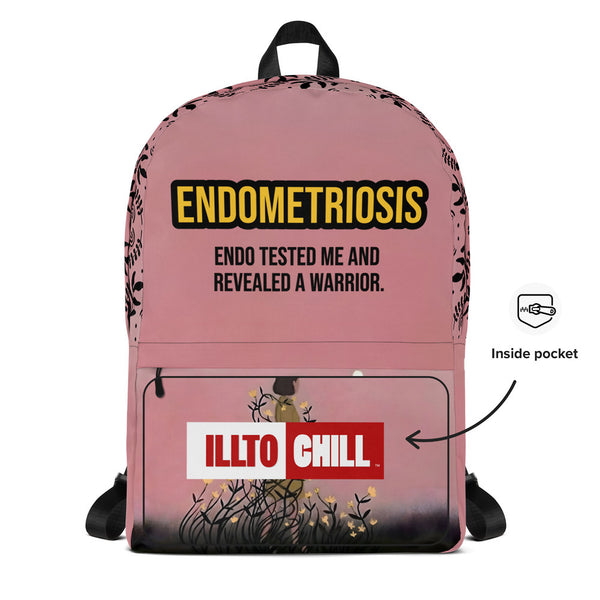 ILLTOCHILL Endometriosis Awareness Backpack – Default Front 2 (Black)