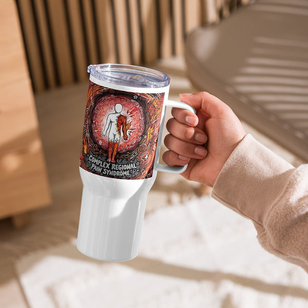 ILLTOCHILL CRPS Awareness and support gift Travel mug with a handle – Lifestyle 7 Left
