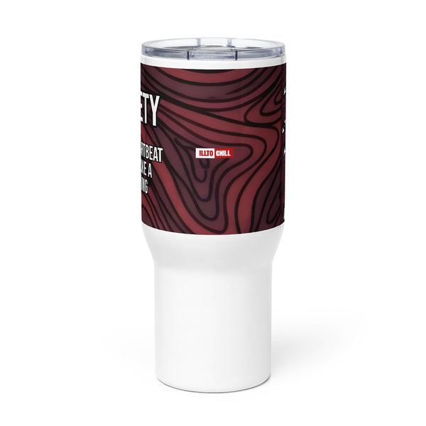 ILLTOCHILL Anxiety awareness gift Travel mug with a handle – Flat Front