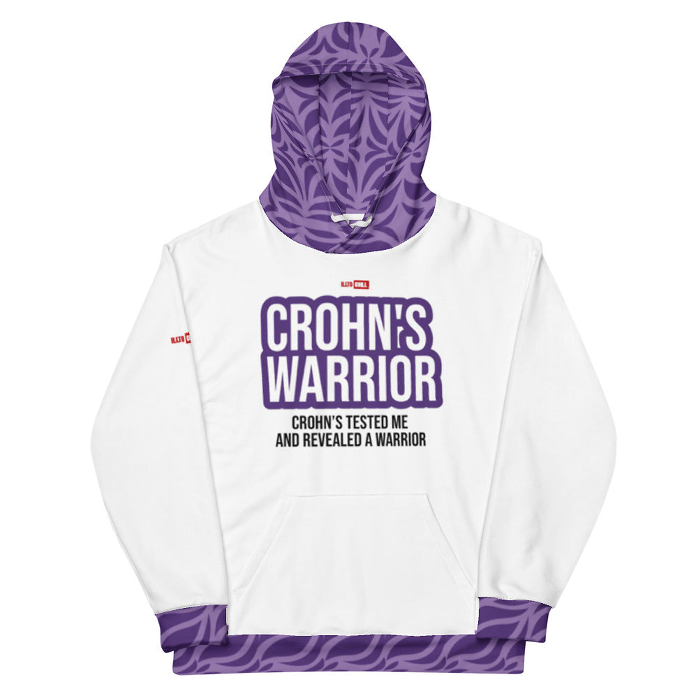 ILLTOCHILL Crohn's disease awareness and support gift unisex cotton hoodie – Flat Front (White)
