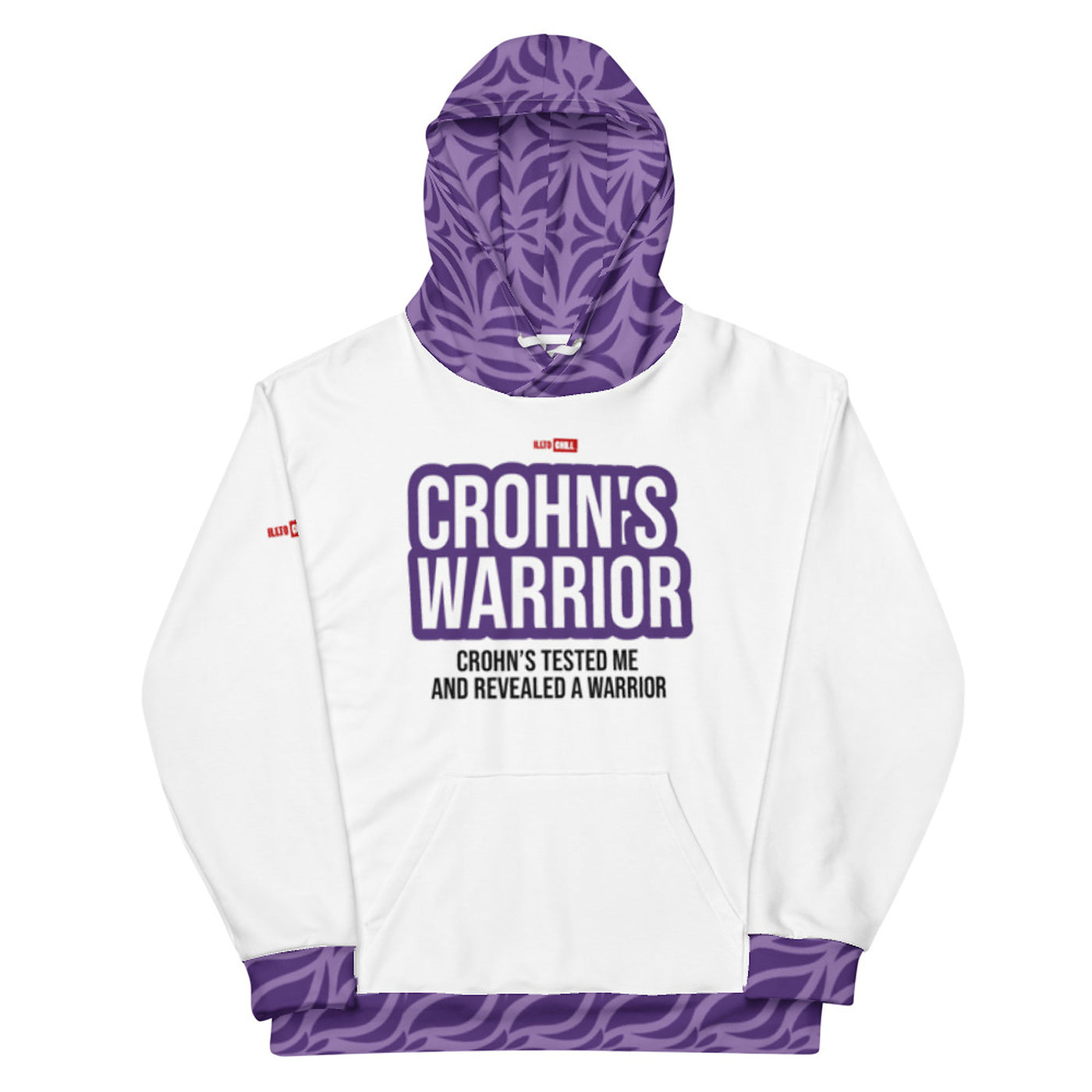 ILLTOCHILL Crohn's disease awareness and support gift unisex cotton hoodie – Flat Front (White)