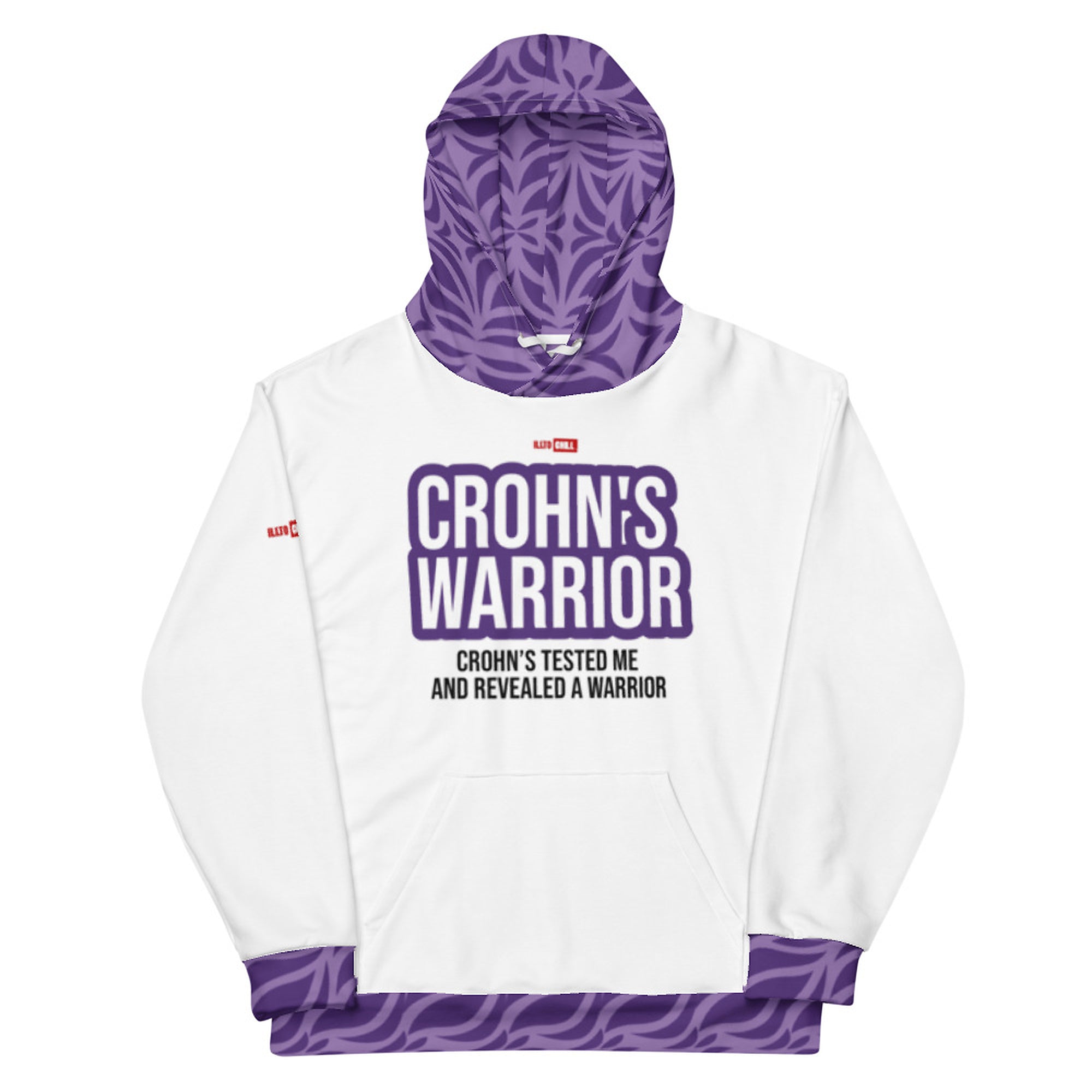 ILLTOCHILL Crohn's disease awareness and support gift unisex cotton hoodie – Flat Front (White)