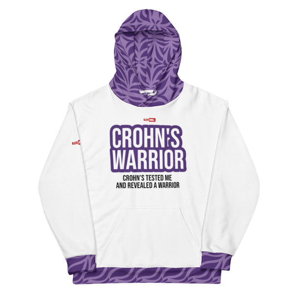 ILLTOCHILL Crohn's disease awareness and support gift unisex cotton hoodie – Flat Front (White)