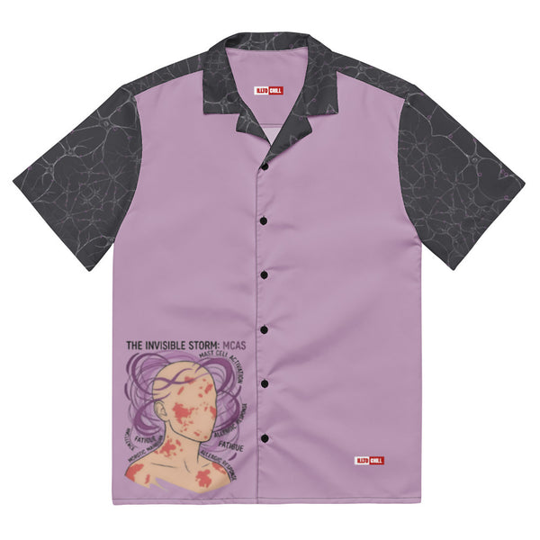 ILLTOCHILL MCAS awareness Mast cell activation syndrome Unisex button shirt – Flat Front (Black)