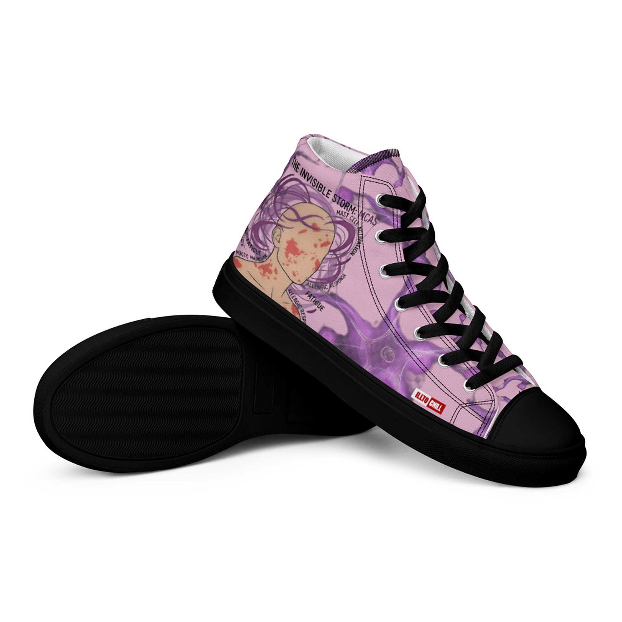 ILLTOCHILL MCAS Awareness Women's High Top Shoes – Flat 4 Right (Mcas Awareness Women's High Top Shoes)