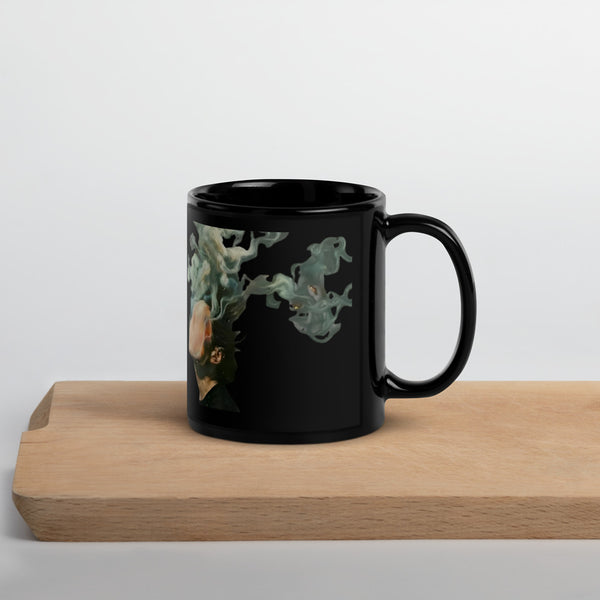 ILLTOCHILL Asthma awareness and support gift Black Glossy Mug – Lifestyle 3 Handle on Right