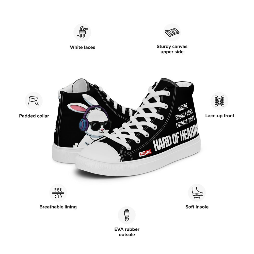 ILLTOCHILL Hard of hearing support gift for hearing impaired Men’s high top canvas shoes – Product specs Left #2