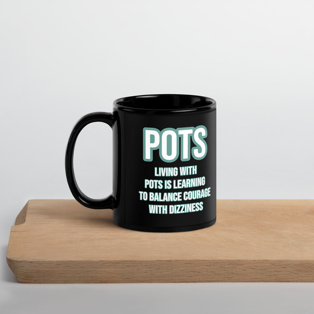 ILLTOCHILL POTS awareness gift Black Glossy Mug – Lifestyle 3 Handle on Left