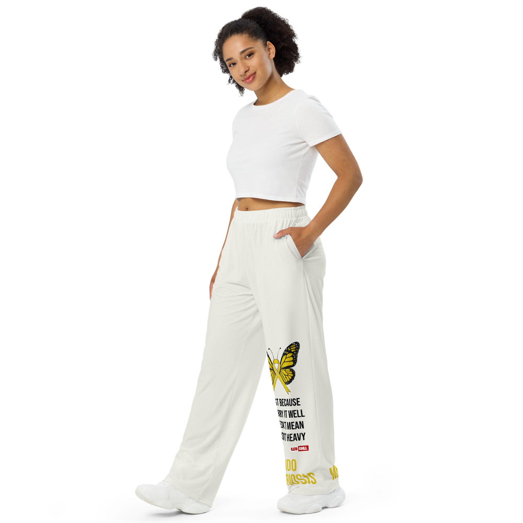 ILLTOCHILL Endometriosis Awareness Pants – Women's Left Front (White)