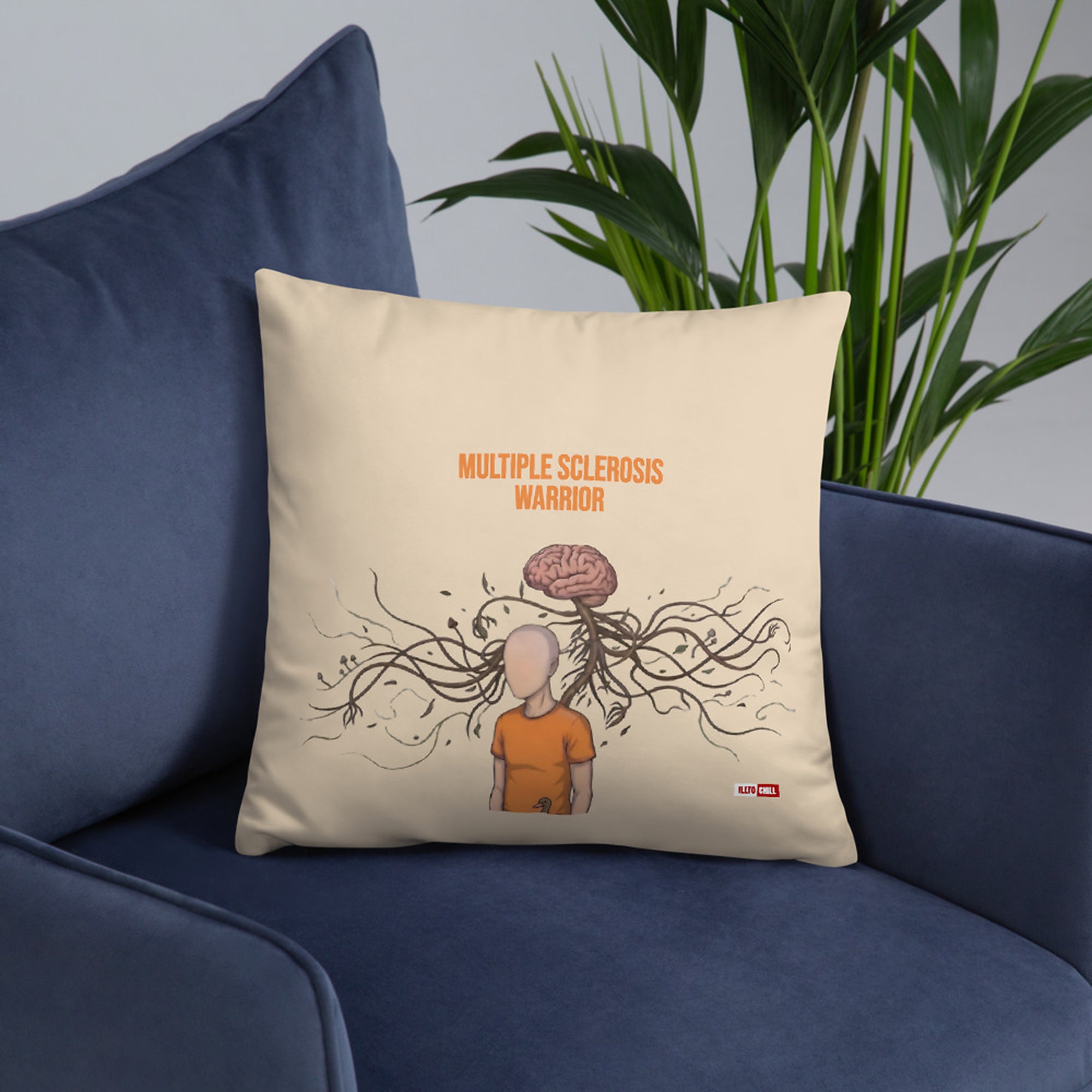 ILLTOCHILL MS Multiple Sclerosis awareness and support gift Pillow – Lifestyle Front Lifestyle 6 (Black)
