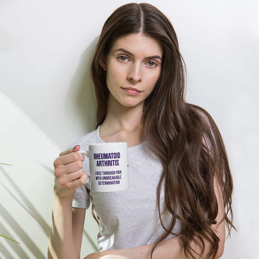 ILLTOCHILL RA awareness Rheumatoid Arthritis support gift White glossy mug – Lifestyle Woman