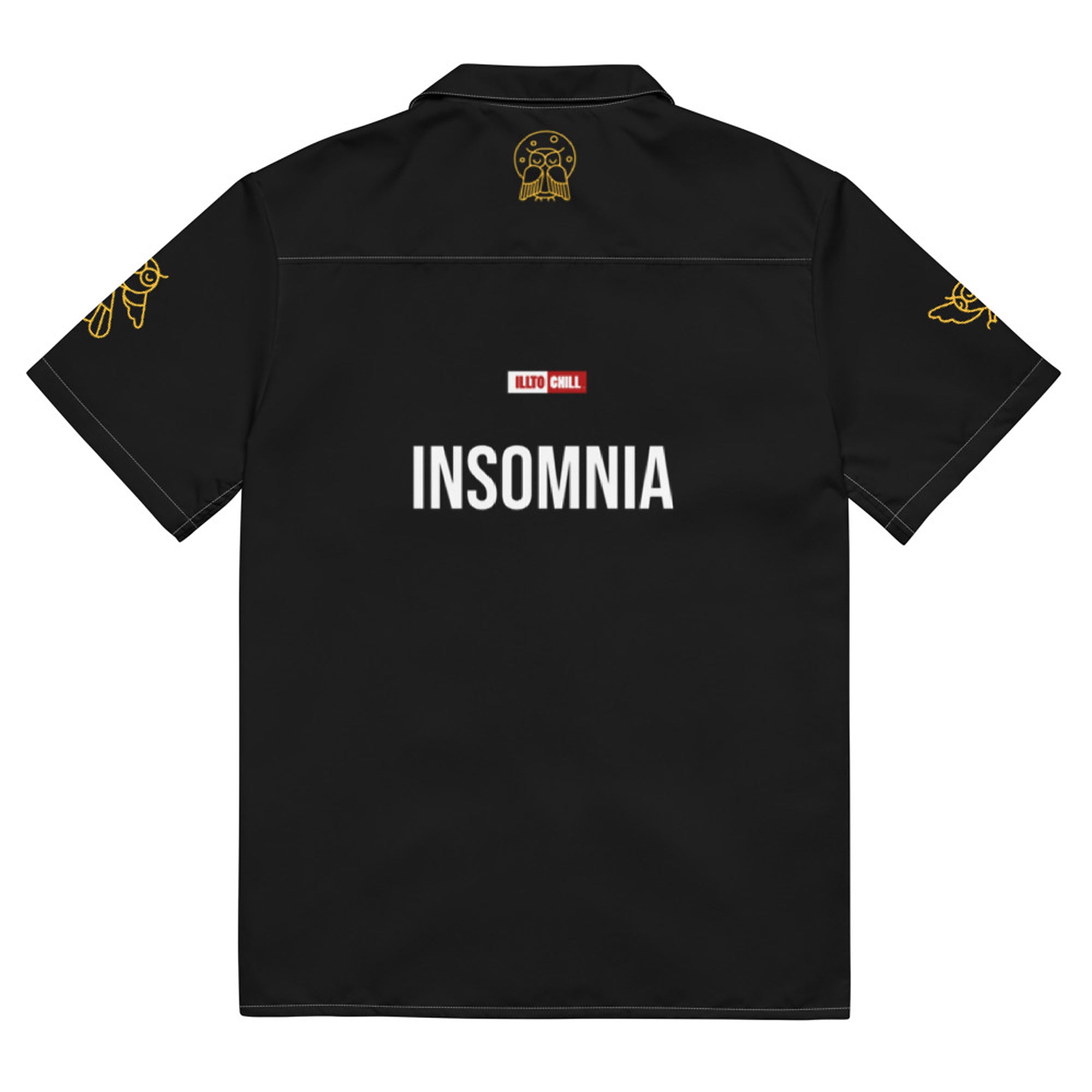 ILLTOCHILL Insomnia Awareness Unisex Button Shirt – Flat Back (White)