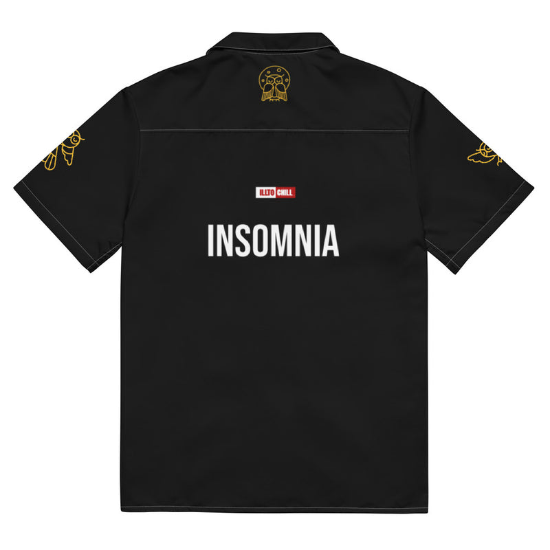 ILLTOCHILL Insomnia Awareness Unisex Button Shirt – Flat Back (White)