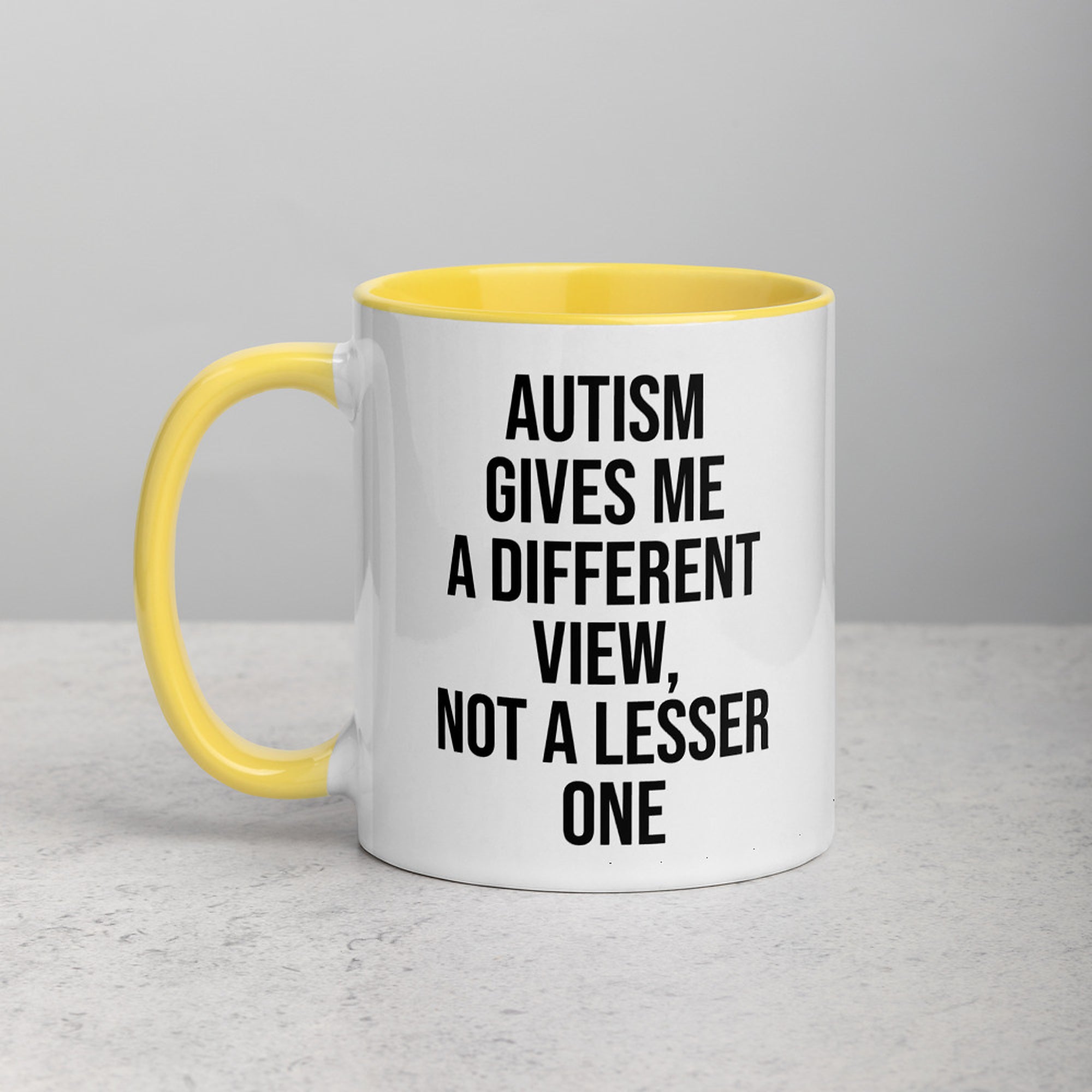 ILLTOCHILL Autism awareness neurodiversity gift Mug with Color Inside – Lifestyle 2 Left