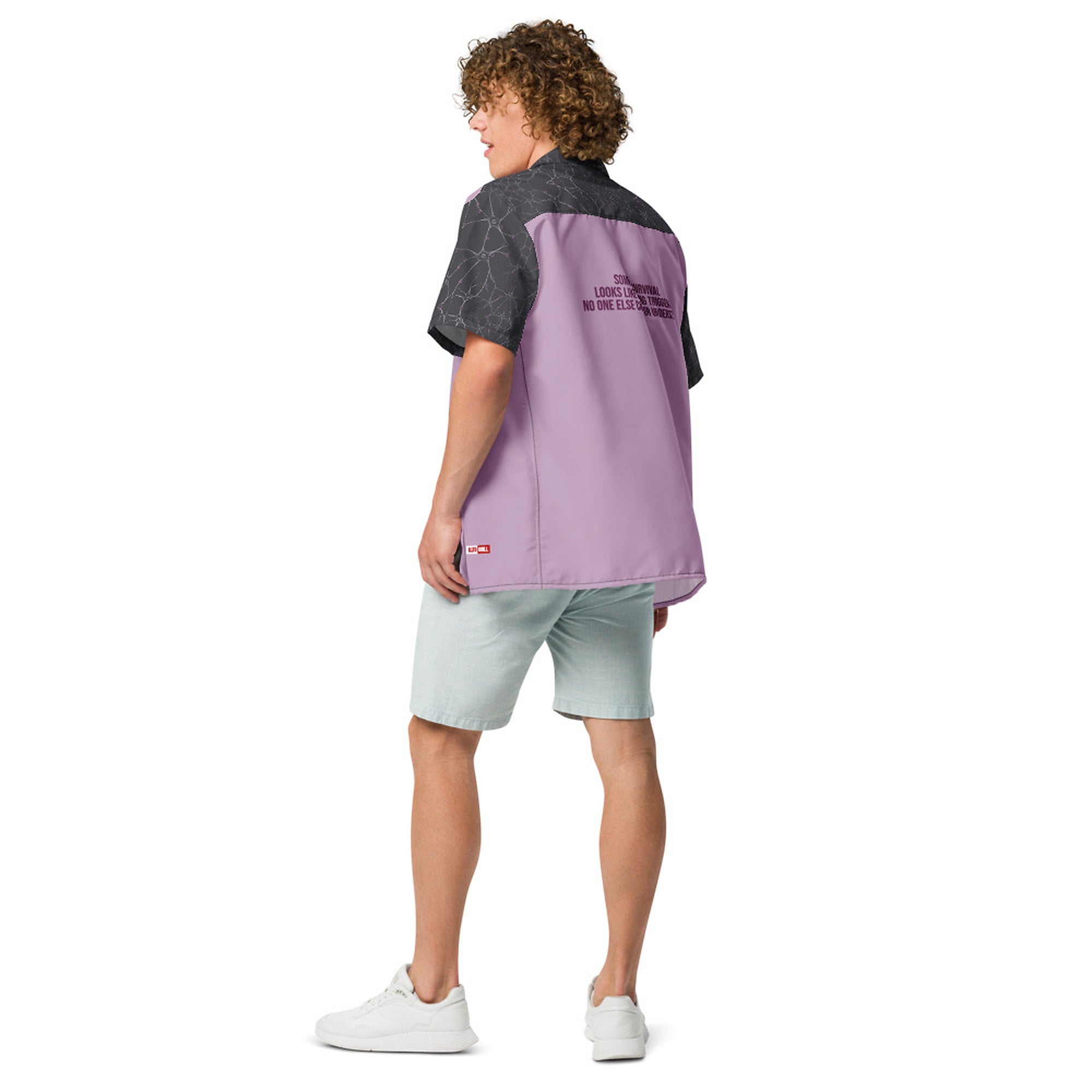 ILLTOCHILL MCAS awareness Mast cell activation syndrome Unisex button shirt – Men's Back (Black)