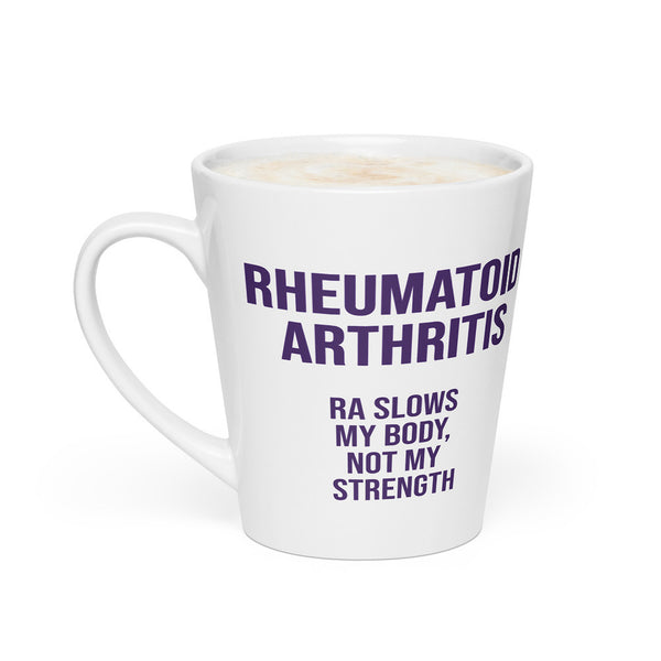 ILLTOCHILL RA awareness Rheumatoid Arthritis support gift Latte mug – Flat 2 Left