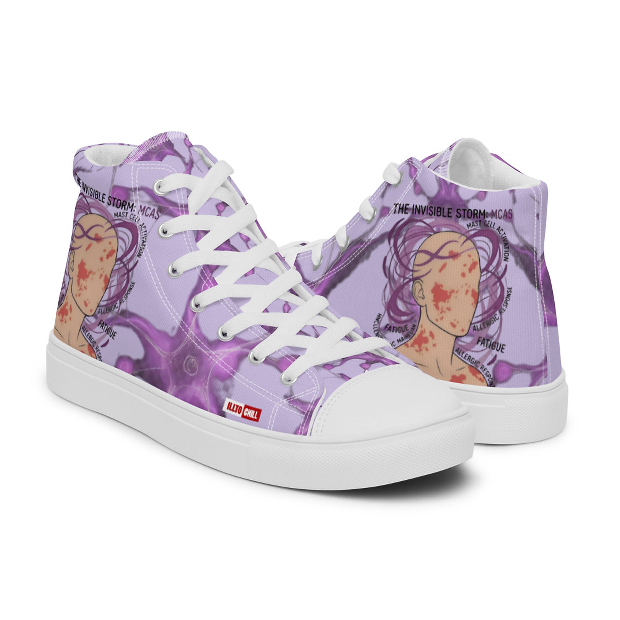 ILLTOCHILL MCAS awareness Mast cell activation syndrome gift men’s high top canvas shoes – Flat 3 Right