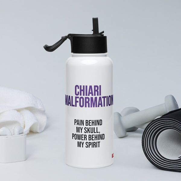 ILLTOCHILL CM Chiari Malformation awareness gift Stainless steel water bottle with a straw lid – Lifestyle 2 Right