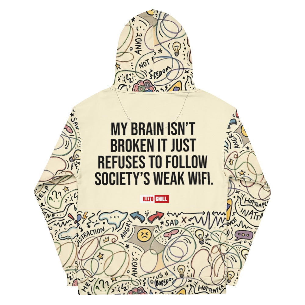 ILLTOCHILL Adhd Attention deficit awareness gift Unisex cotton hoodie – Flat Back (Black)