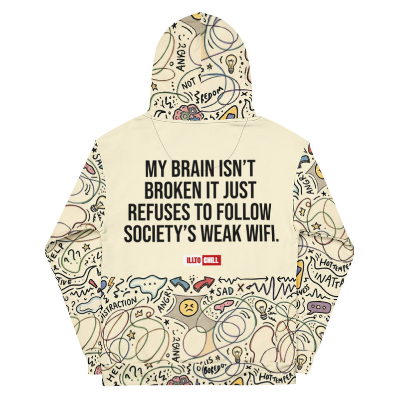 ILLTOCHILL Adhd Attention deficit awareness gift Unisex cotton hoodie – Flat Back (Black)