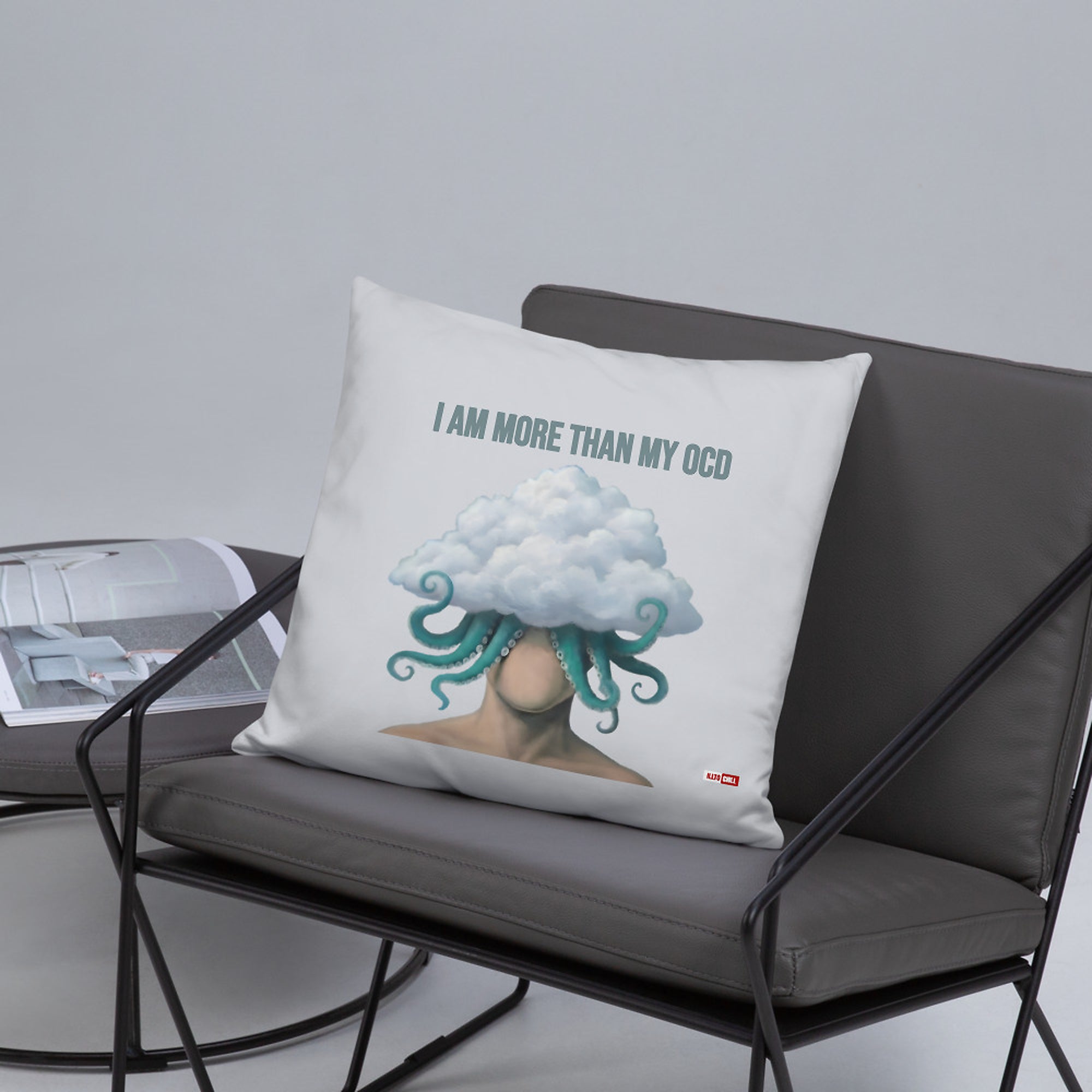 ILLTOCHILL OCD Awareness Pillow – Lifestyle Front Lifestyle 5 (Black)